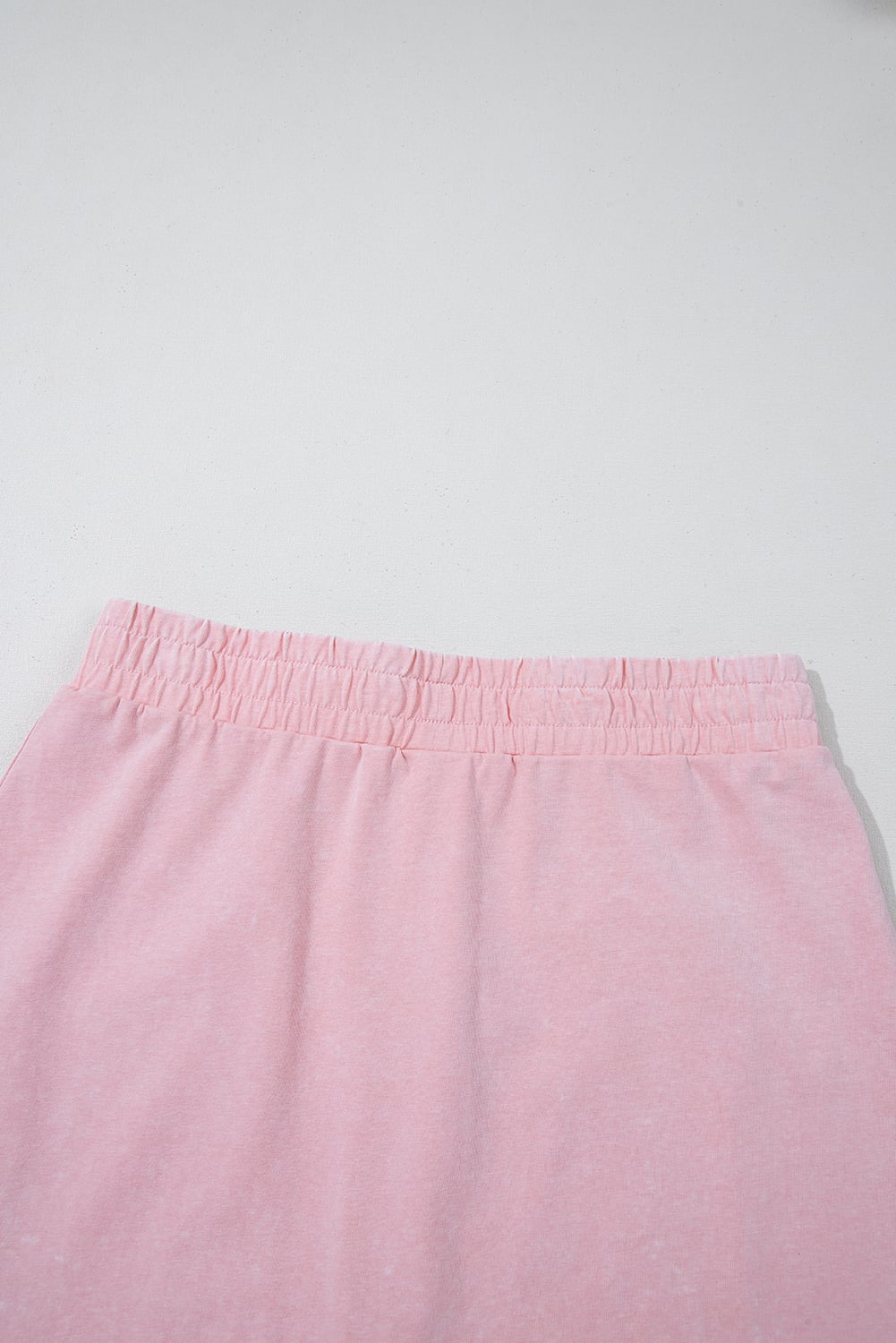 Light Pink Solid Color Washed Sleeveless Top Split Skort Cotton 2pcs Outfit