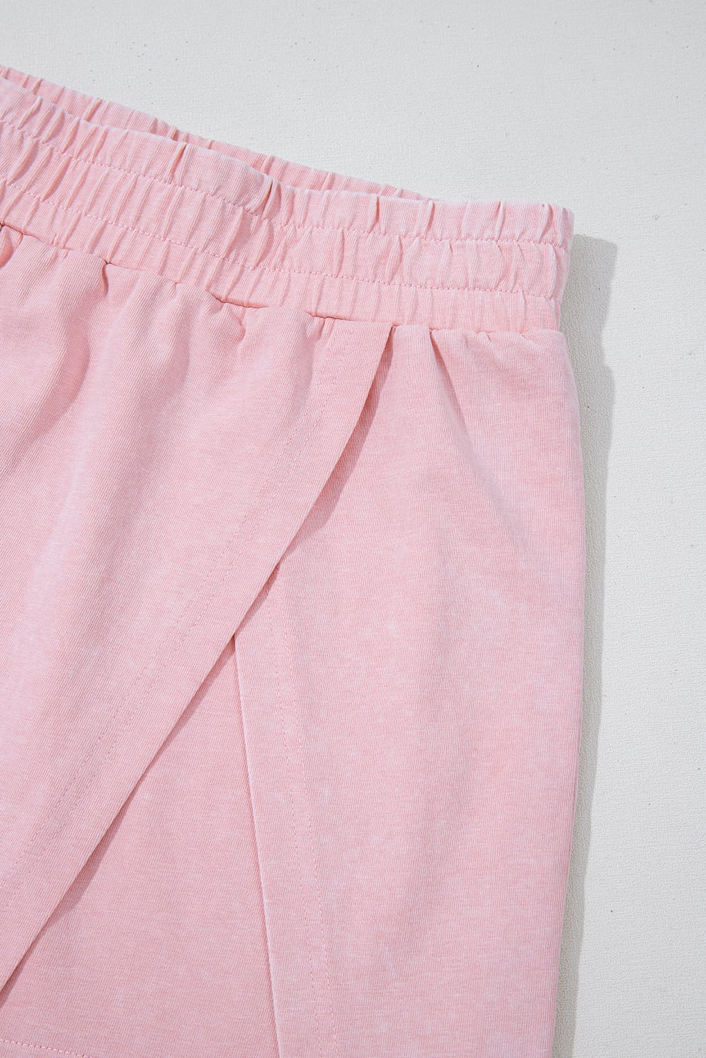 Light Pink Solid Color Washed Sleeveless Top Split Skort Cotton 2pcs Outfit