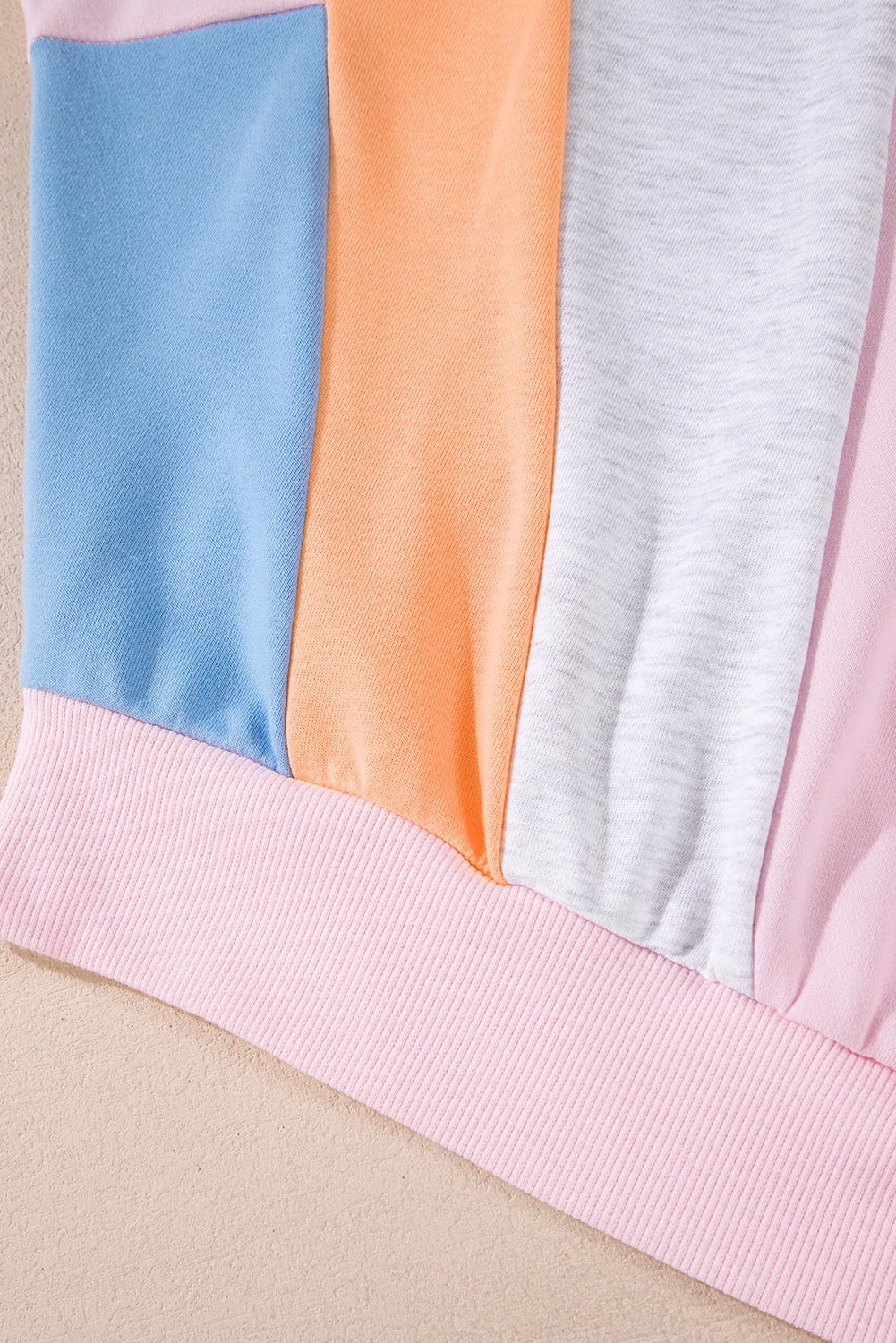 Light Pink Color Block Batwing Sleeve Loose Fit Sweatshirt