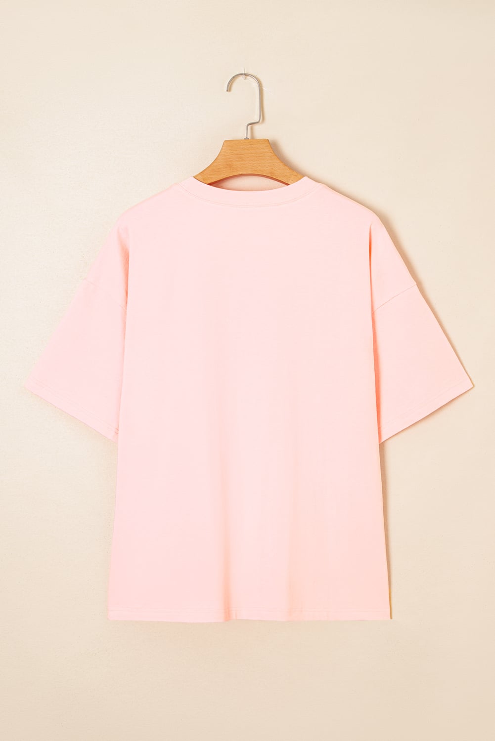 Light Pink Eyelet Lace Star Applique Plus Size T Shirt