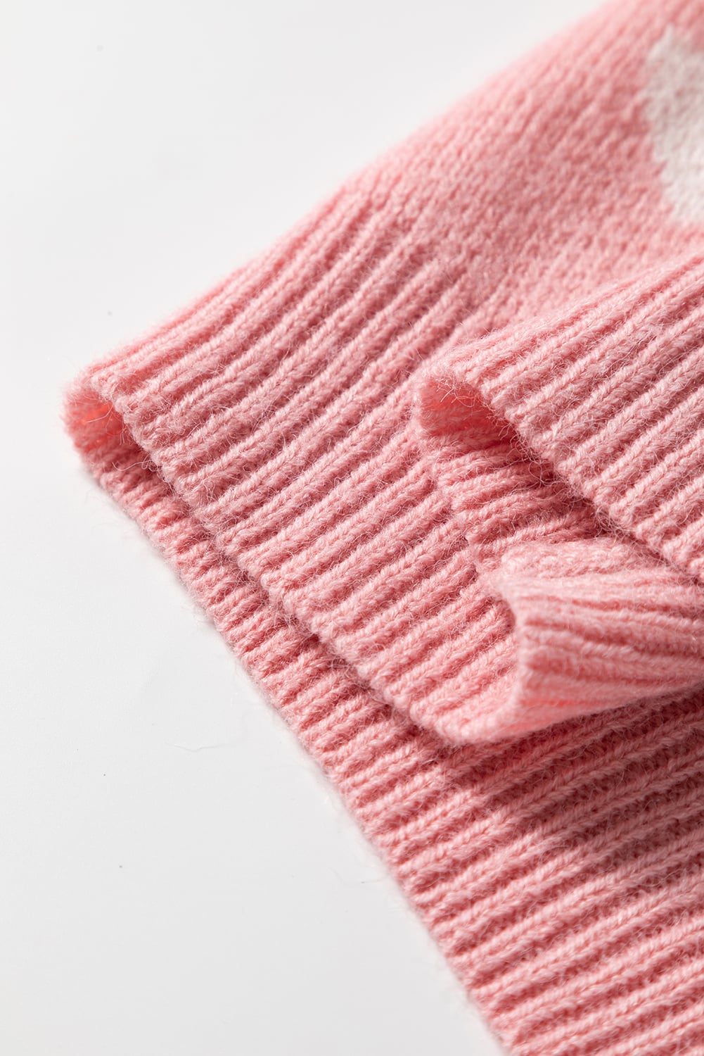 Light Pink Heart Pattern Button Front Cardigan Sweater