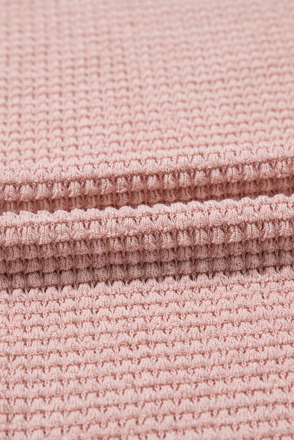 Light Pink Lace Patchwork Waffle Short Sleeve Top