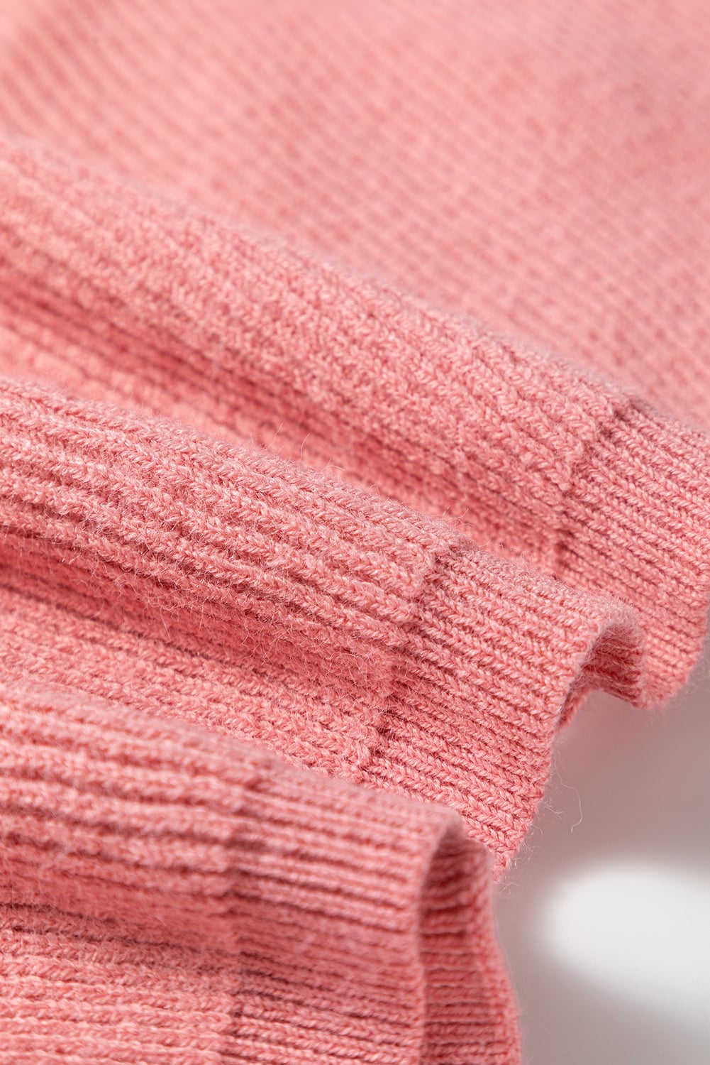 Light Pink Ribbed Knit Half Sleeve Plus Size Poncho Style Sweater