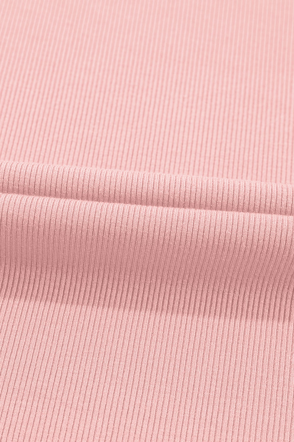 Light Pink Ribbed Pearl Beaded Puff Sleeve Top