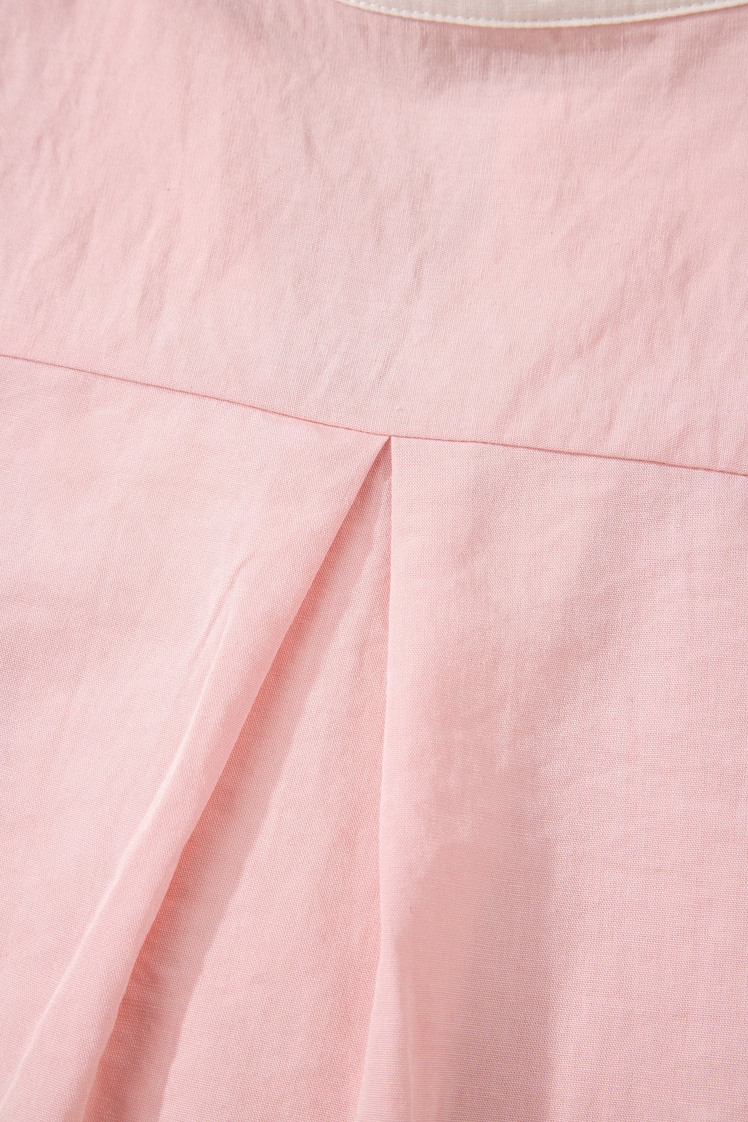 Light Pink Scallop Color Block Trim Puff Sleeve Mini Dress