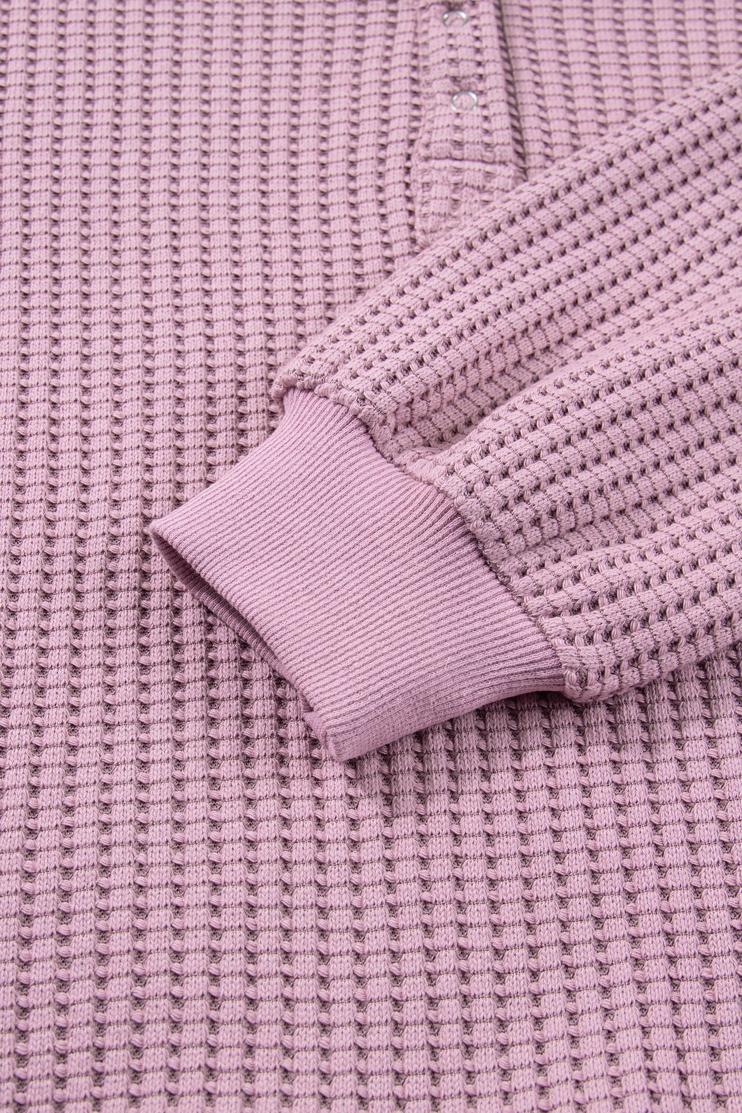 Light Pink Solid Color Textured Snap Button Collared Baggy Top