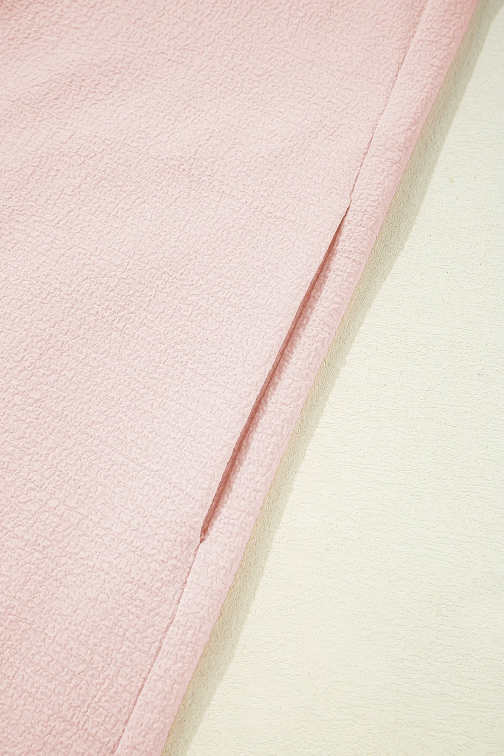Light Pink Textured Flutter Sleeve Square Neck Bow Back Mini Dress