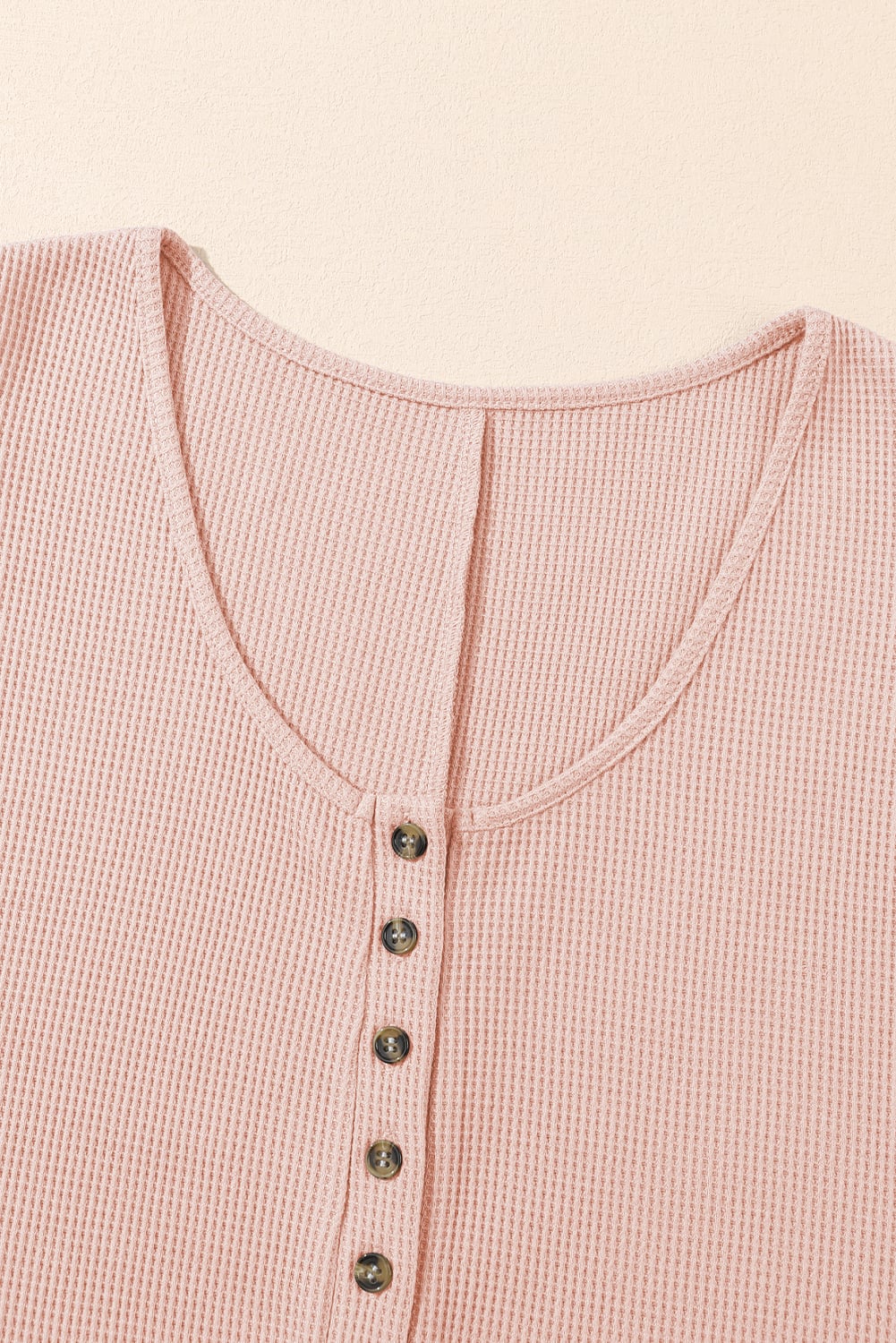 Light Pink Waffle Sleeveless U Neck Buttons Romper With Pockets