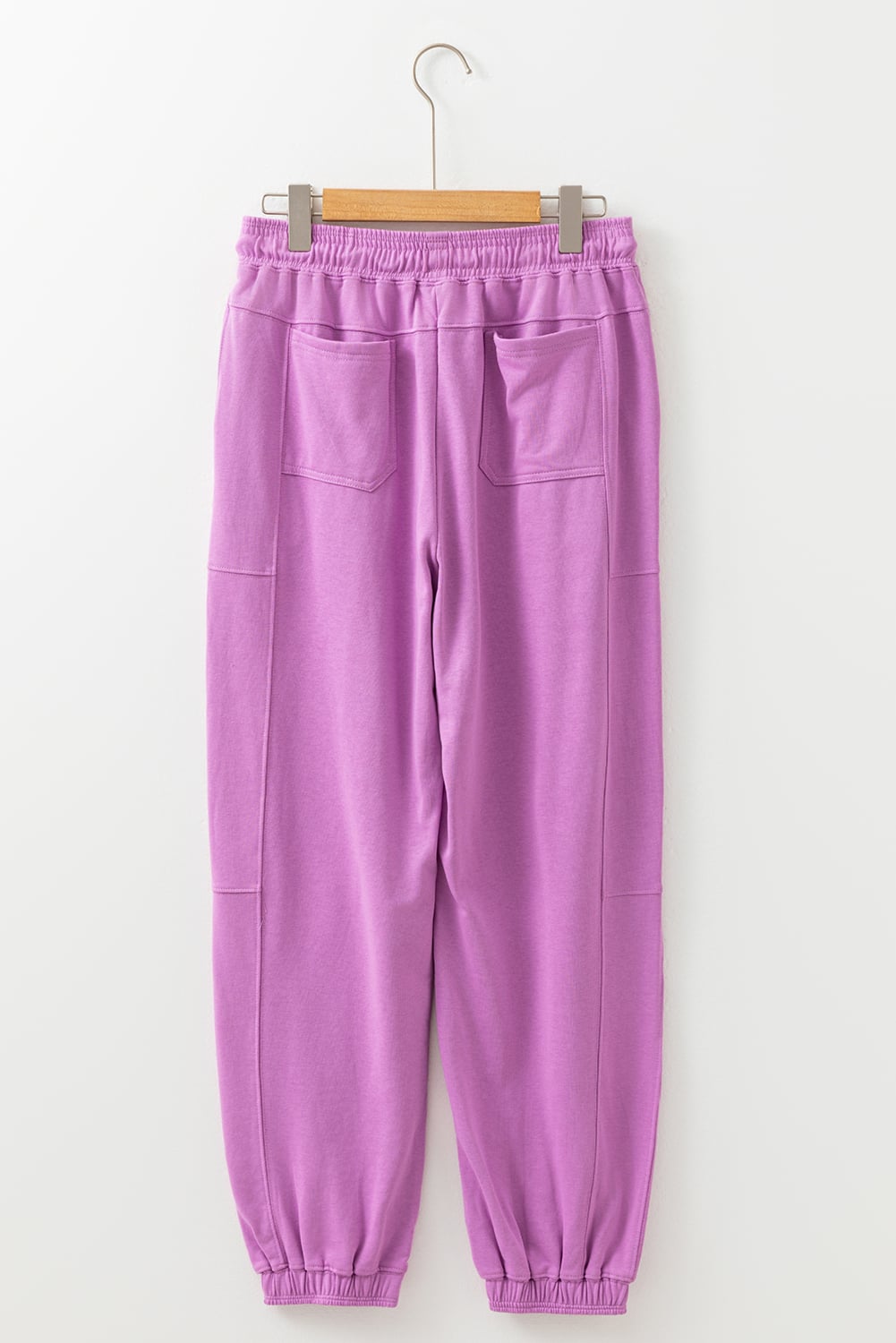 Lilac Drawstring Elastic Waistband Solid Color Jogger Pants