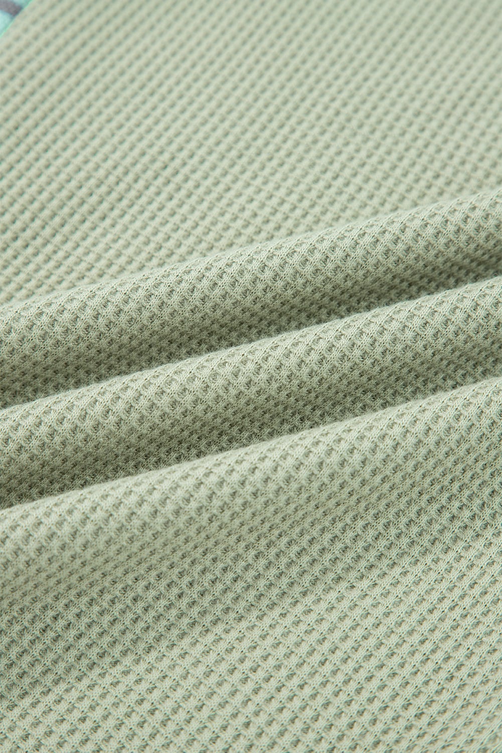 Meadow Mist Green Exposed Seam Waffle Striped Patchwork Baggy Pullover