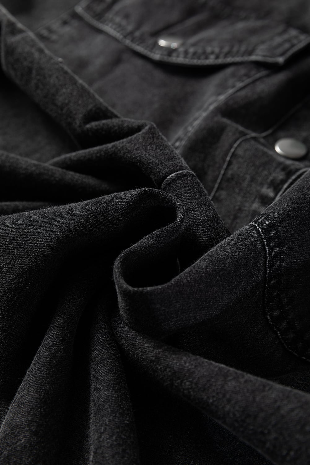Medium Grey Beau Chest Pocket Raw Hem Denim Loose Shirt Dress