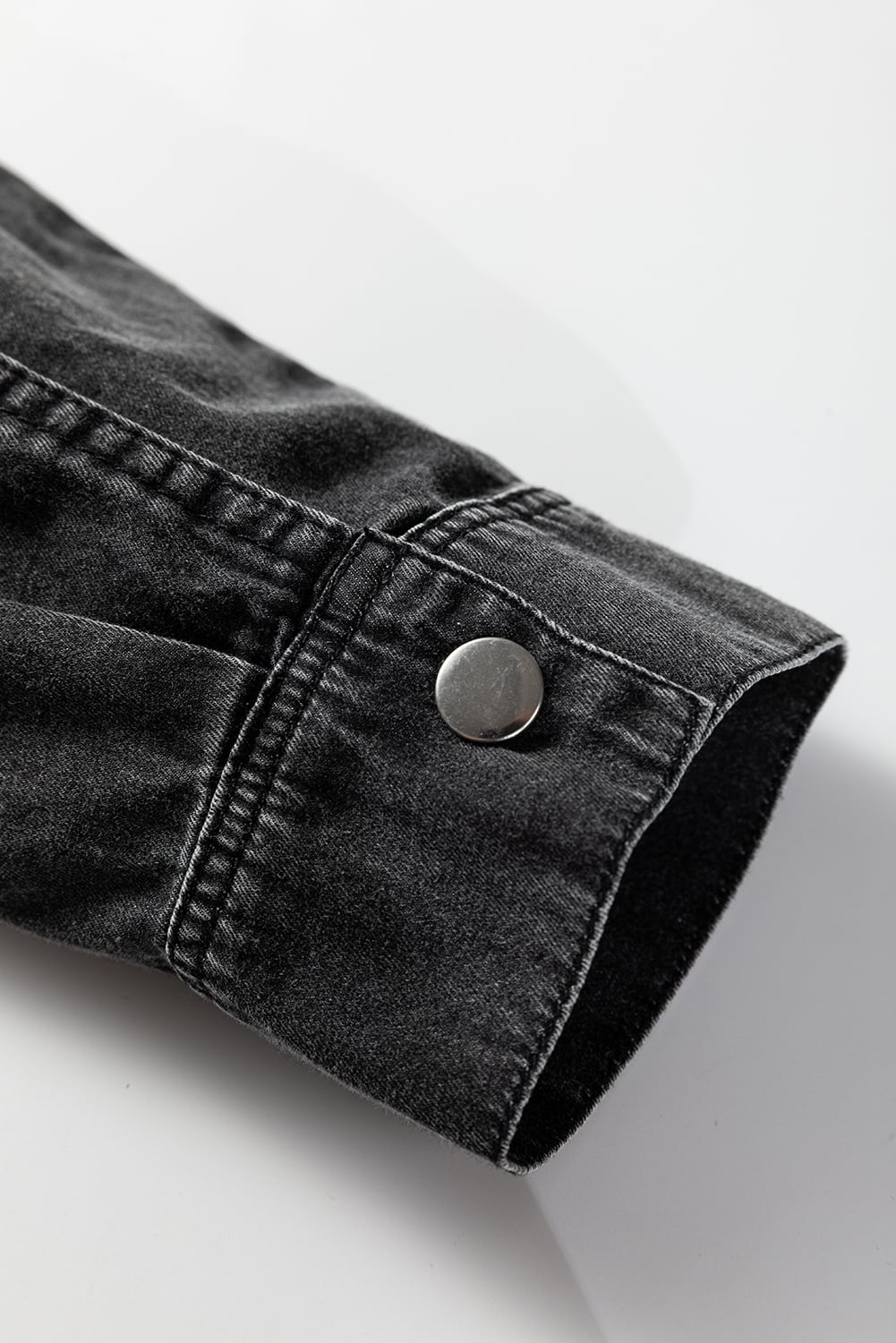 Medium Grey Beau Chest Pocket Raw Hem Denim Loose Shirt Dress