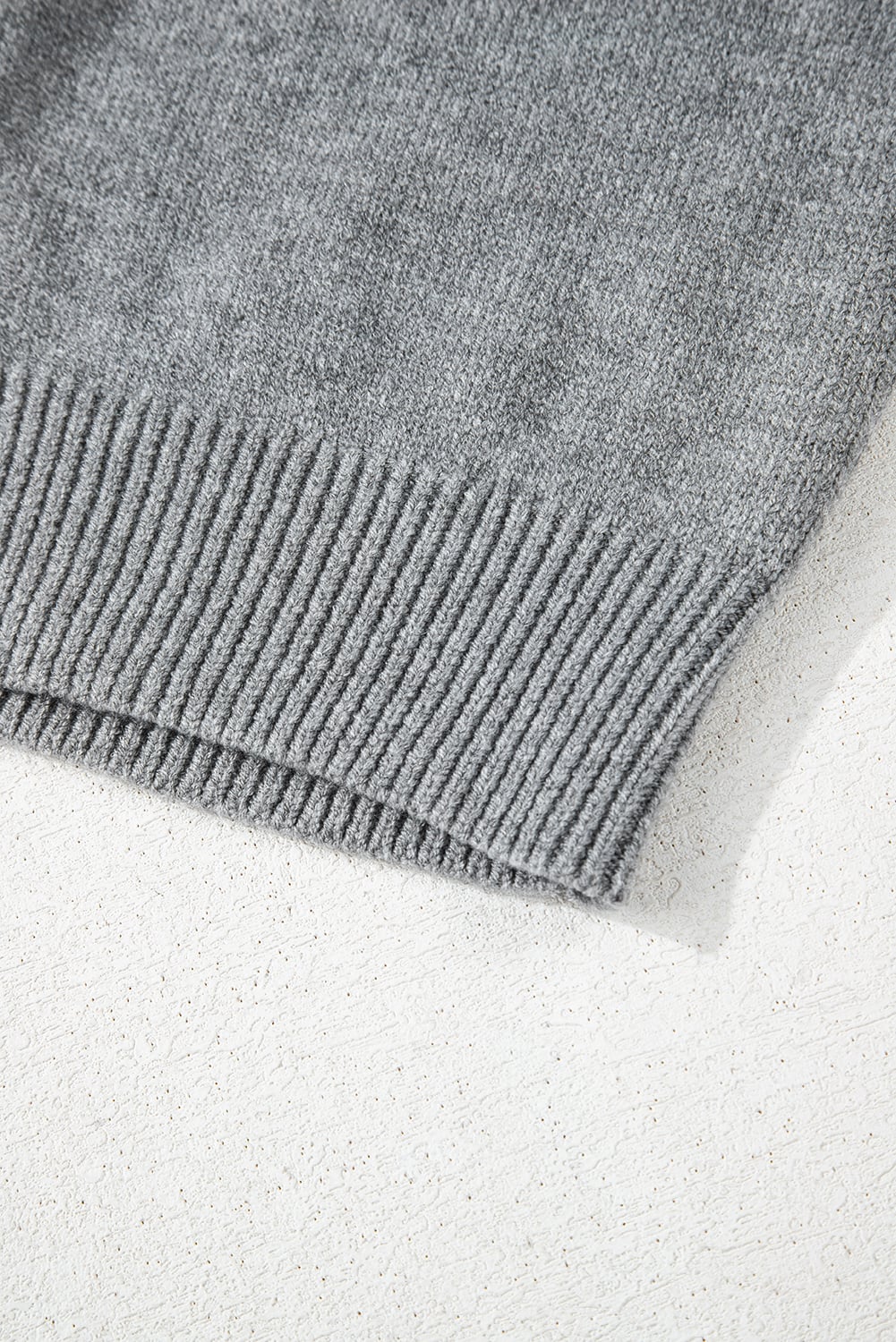 Medium Grey Drawstring Hooded Button Up Drop Shoulder Sweater Cardigan