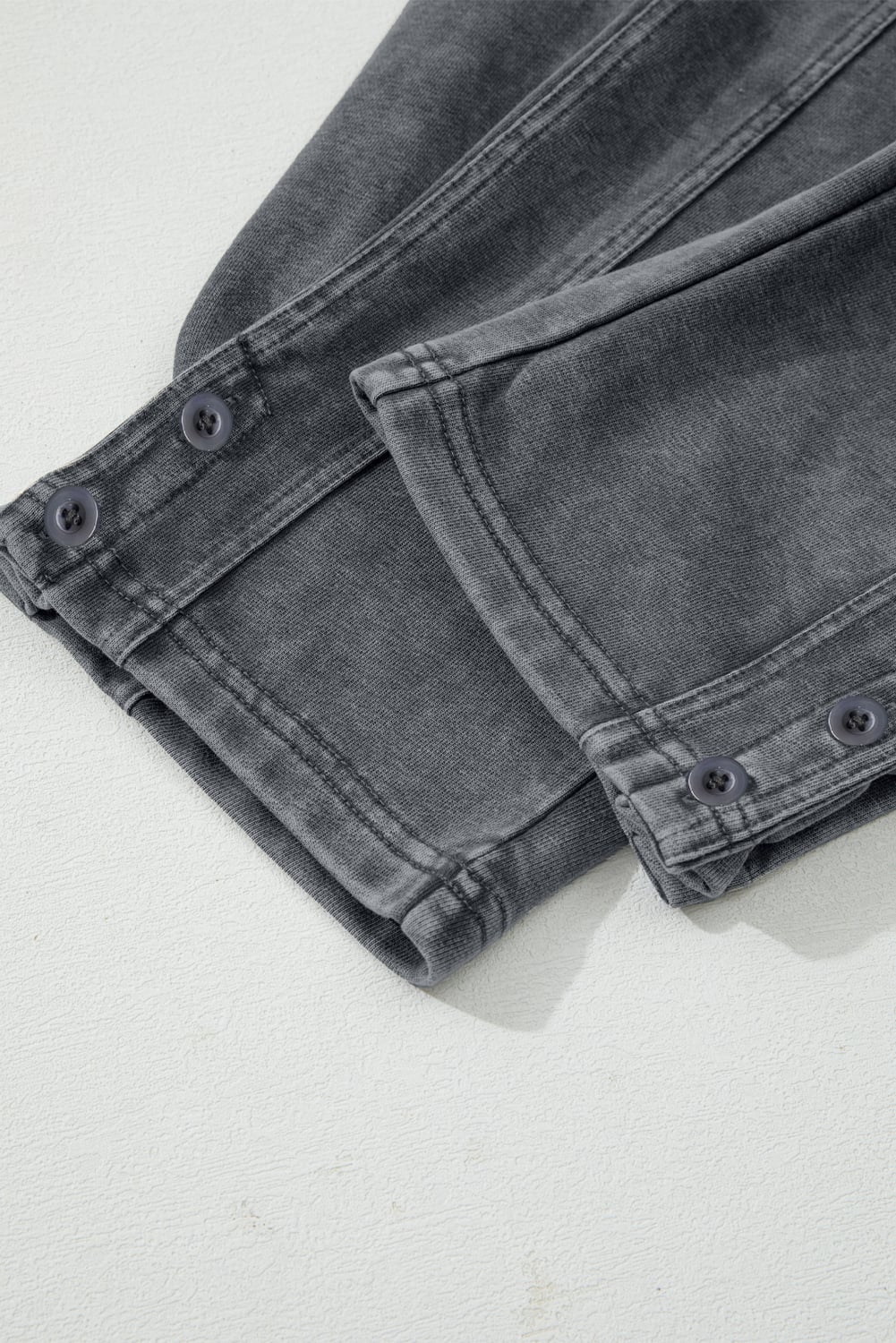 Medium Grey Mineral Wash Jogger Style High Waist Casual Pants