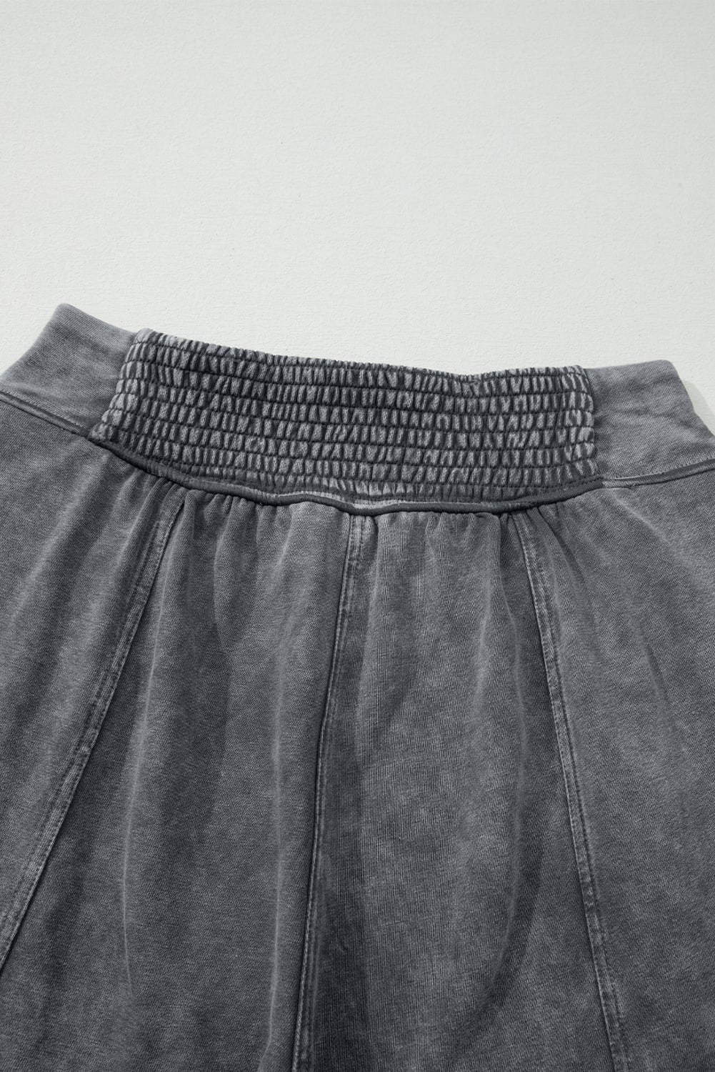 Medium Grey Mineral Wash Jogger Style High Waist Casual Pants