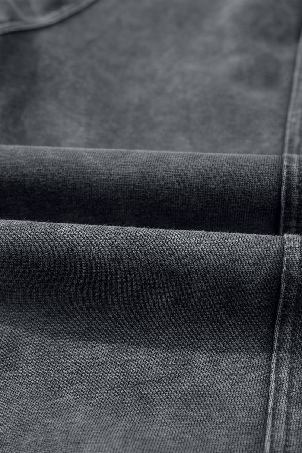 Medium Grey Mineral Wash Jogger Style High Waist Casual Pants