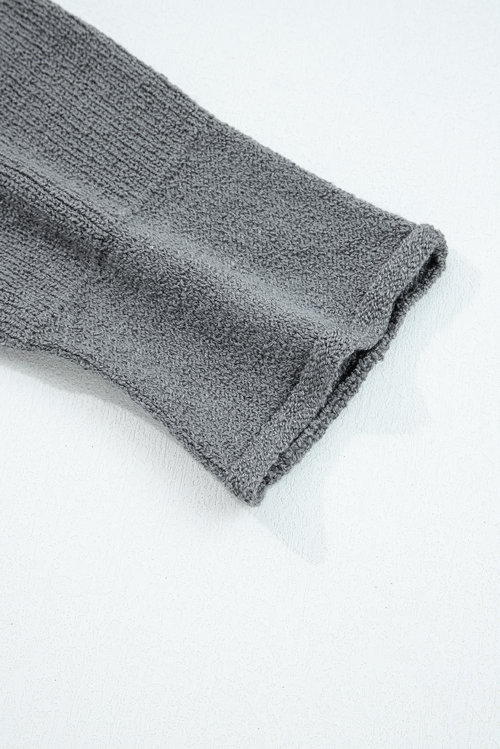 Medium Grey Raw Edge Uneven Hem Patchwork Drop Shoulder Sweater