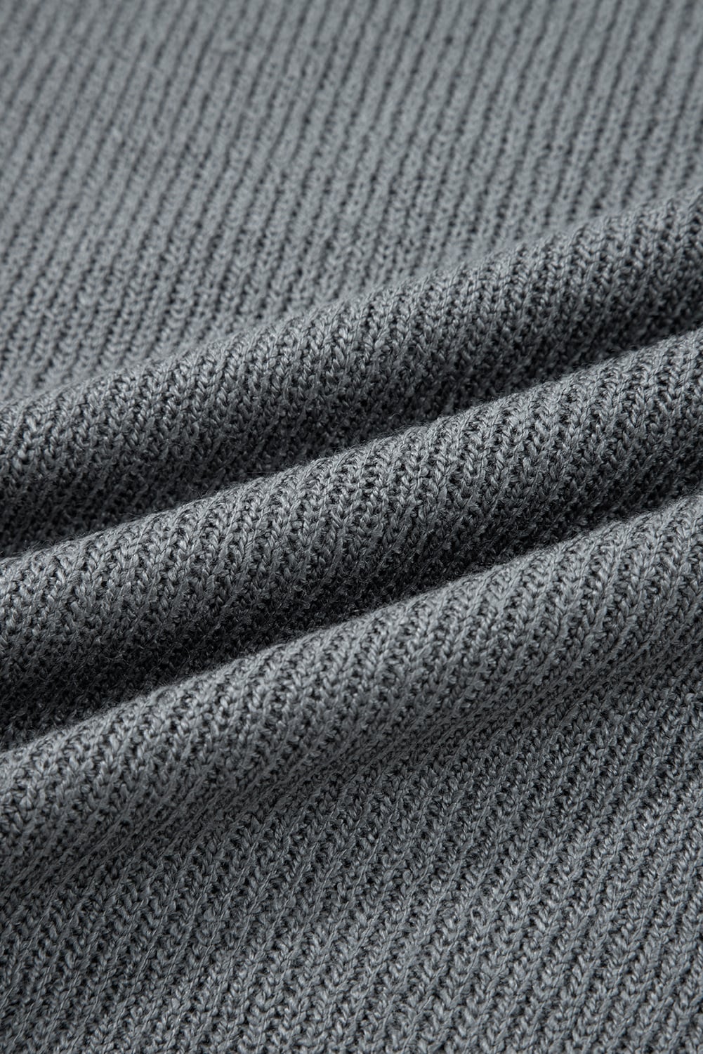 Medium Grey Raw Edge Uneven Hem Patchwork Drop Shoulder Sweater