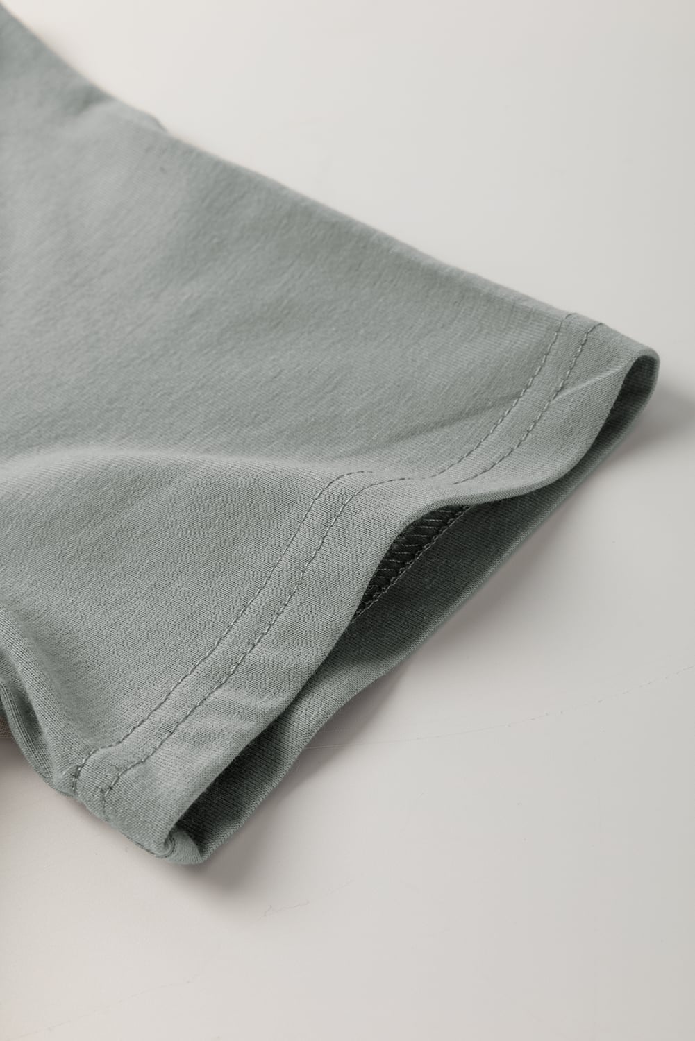 Medium Grey Solid Color Toothpick Stripe Round Neck T Shirt