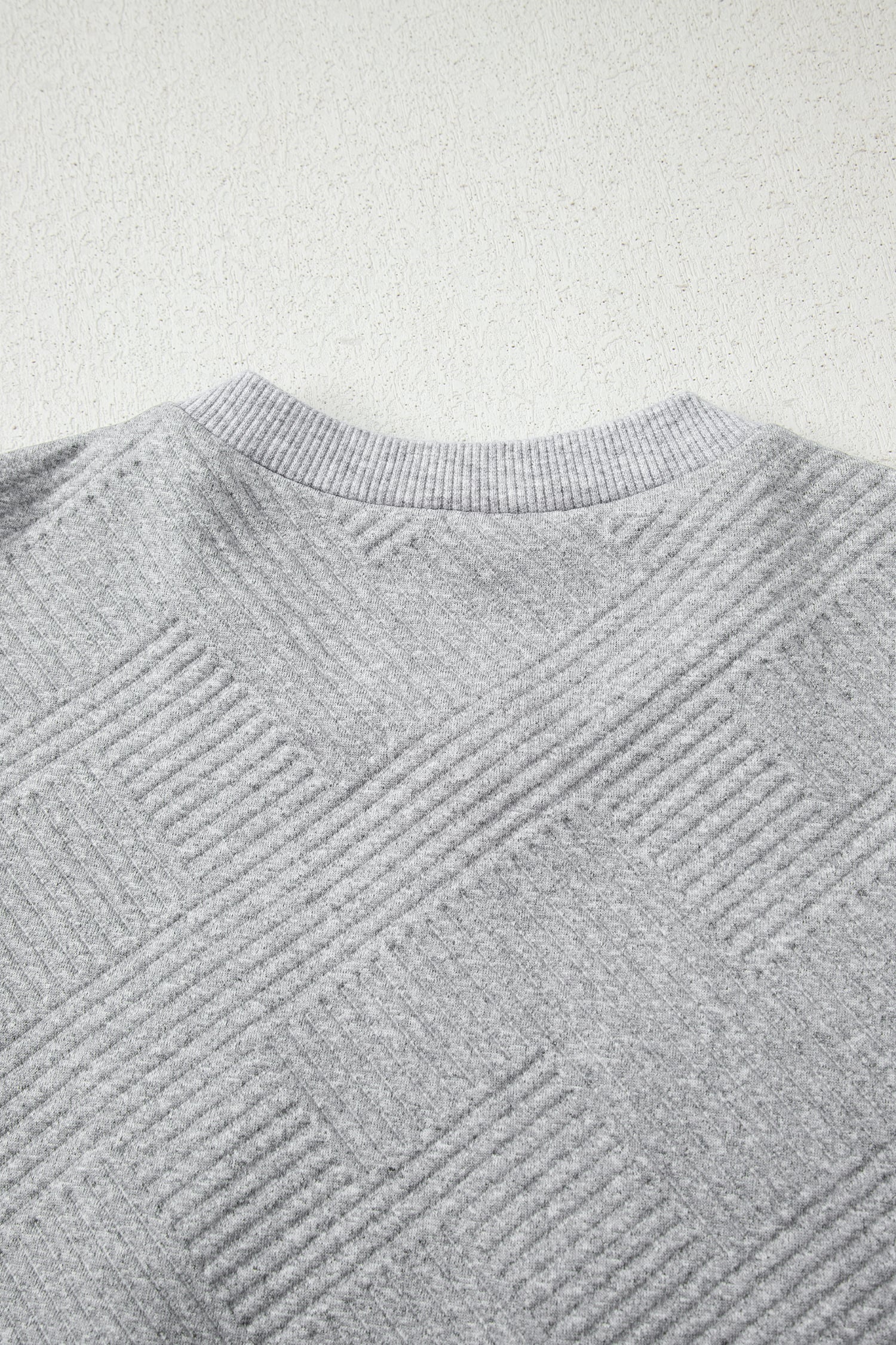 Medium Grey Trendy Textured Half Zip Loose Sweatshirt