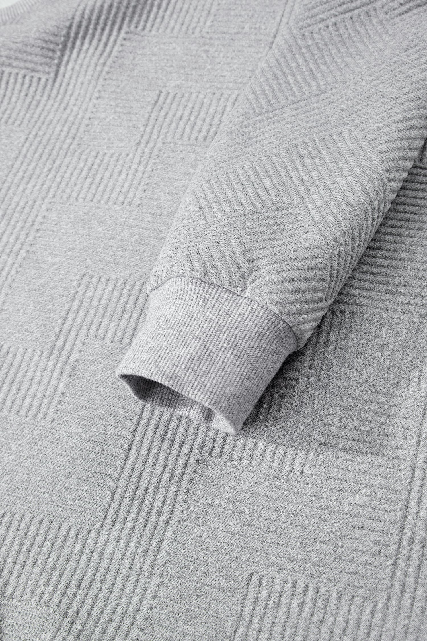 Medium Grey Trendy Textured Half Zip Loose Sweatshirt