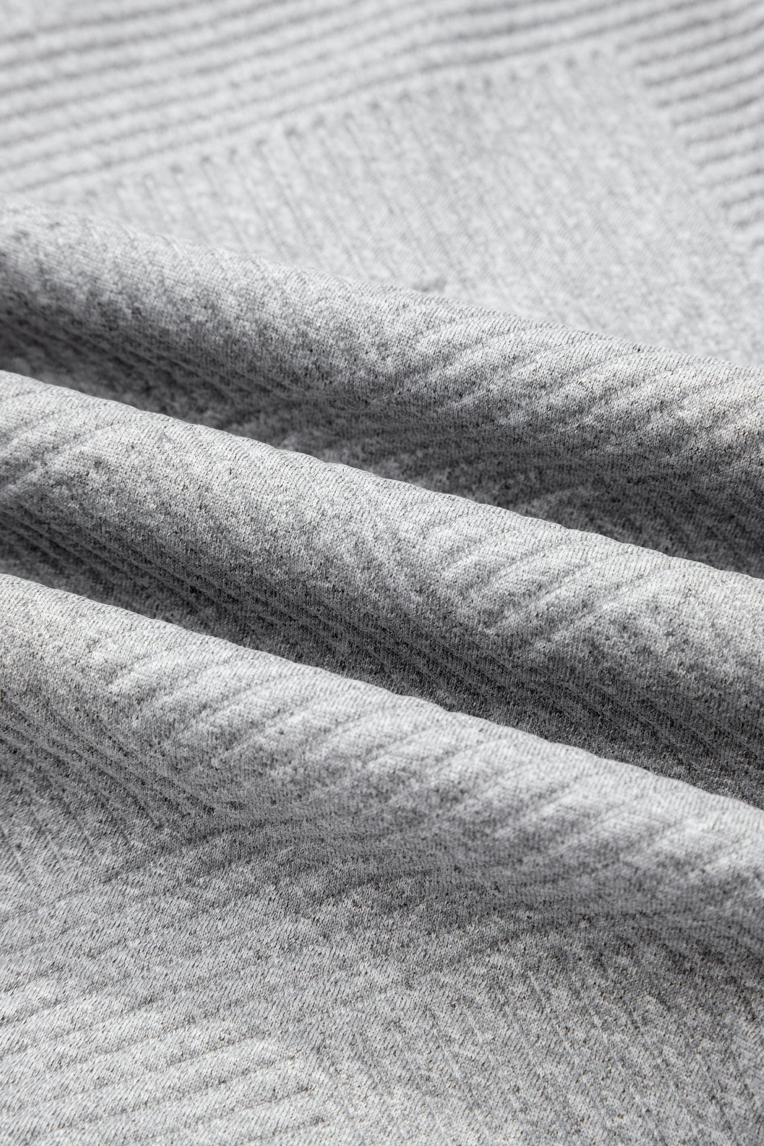 Medium Grey Trendy Textured Half Zip Loose Sweatshirt