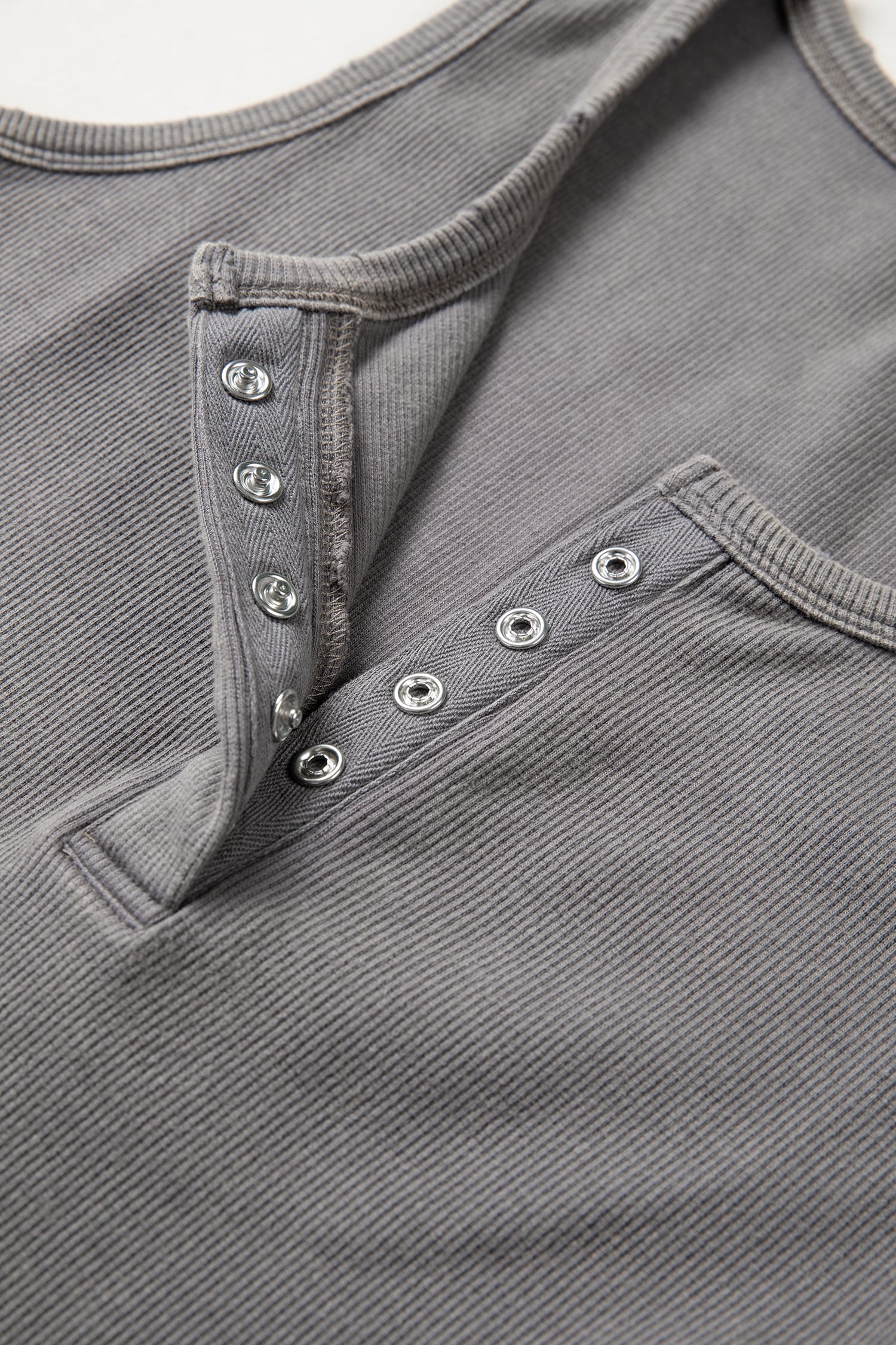 Medium Grey Vintage Distressed Ribbed Mineral Wash Tank Top