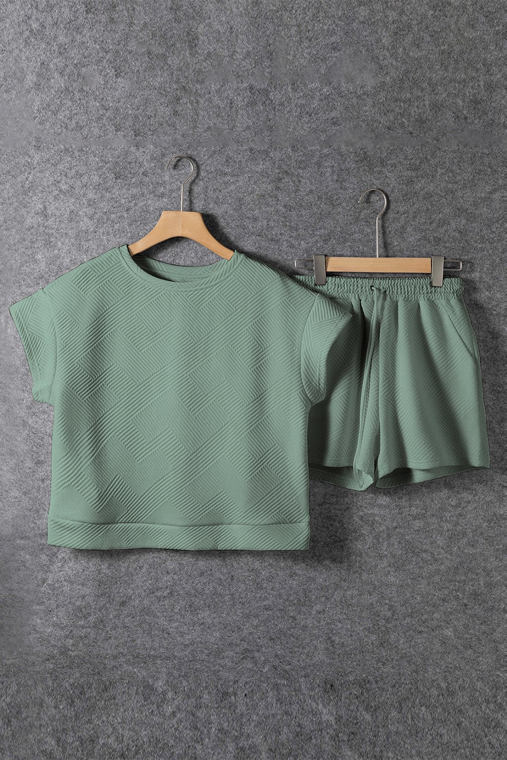 Mineral Blue Textured Short Sleeve Top and Shorts Set