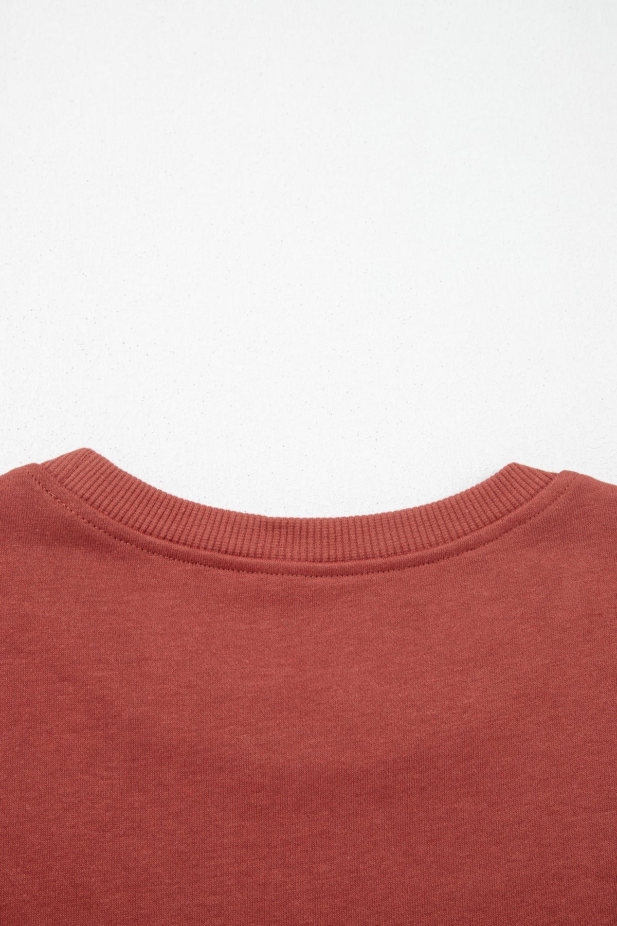 Mineral Red Checkered Trim Long Sleeve Round Neck Shift Sweatshirt