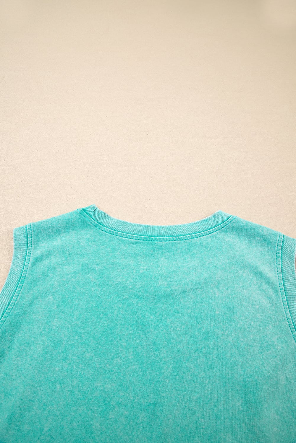 Mint Green Solid Color Washed Sleeveless Top Split Skort Cotton 2pcs Outfit