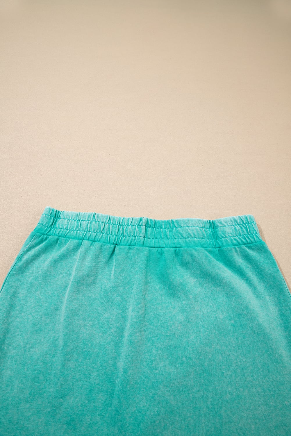 Mint Green Solid Color Washed Sleeveless Top Split Skort Cotton 2pcs Outfit