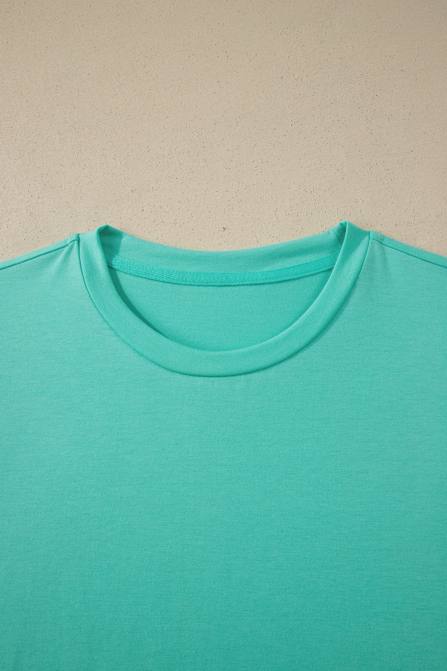 Mint Green Casual Plain Crew Neck Tee