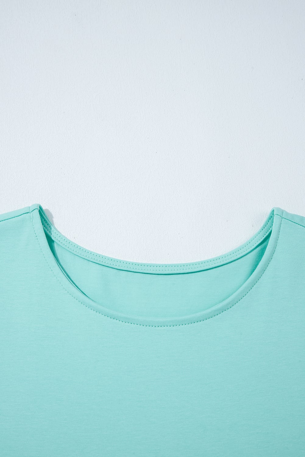 Mint Green Frilled Trim Crew Neck Loose Fit Mini Dress
