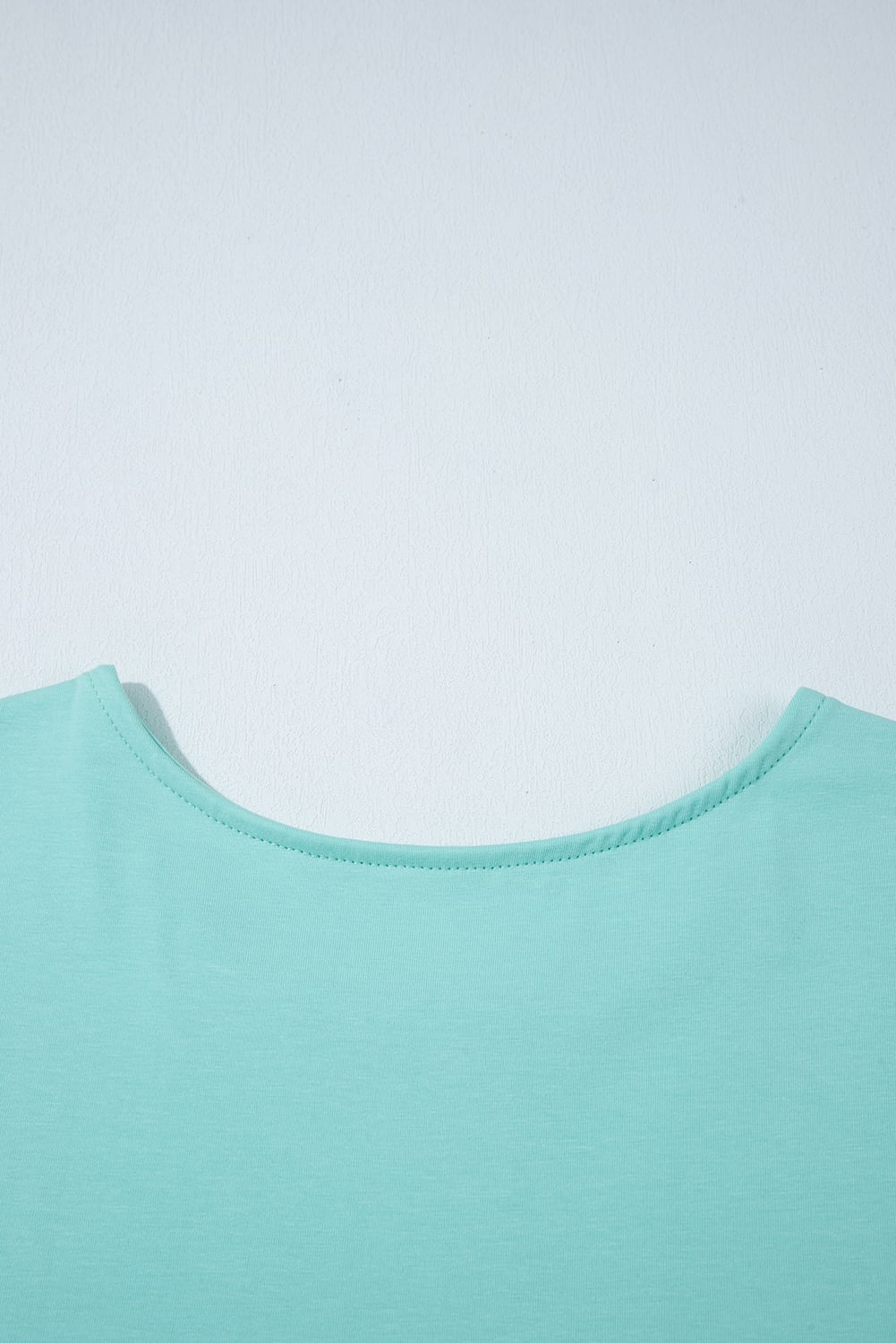Mint Green Frilled Trim Crew Neck Loose Fit Mini Dress