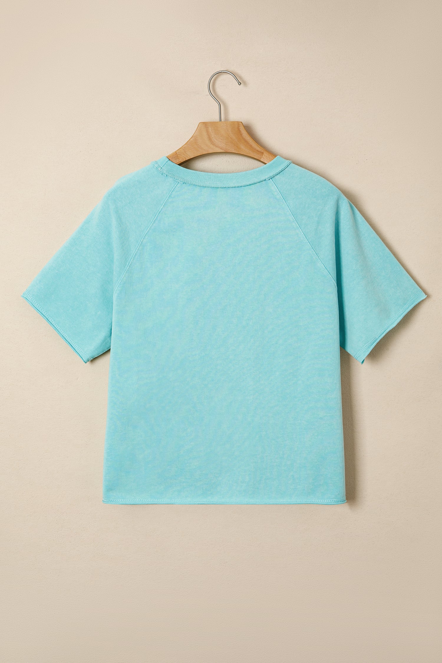 Mint Green Mineral Wash Raglan Sleeve Boxy Fit Cropped Tee