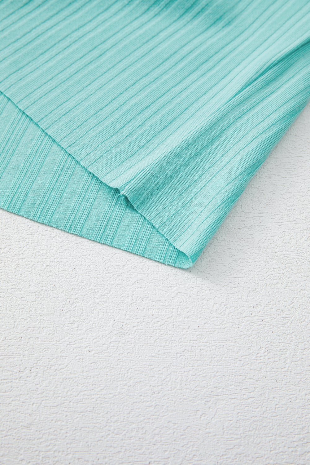 Mint Green Ribbed Button V Neck Tank Top and Shorts Set