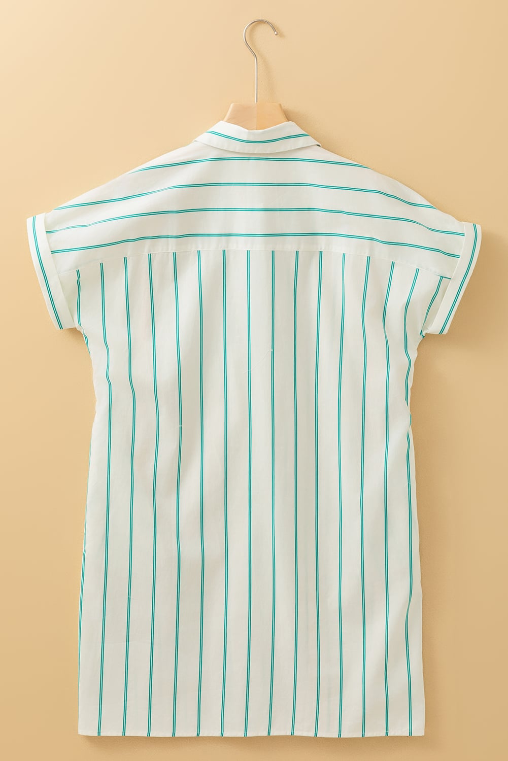 Mint Green St Patricks Striped Wide Short Sleeve Shift Mini Shirt Dress