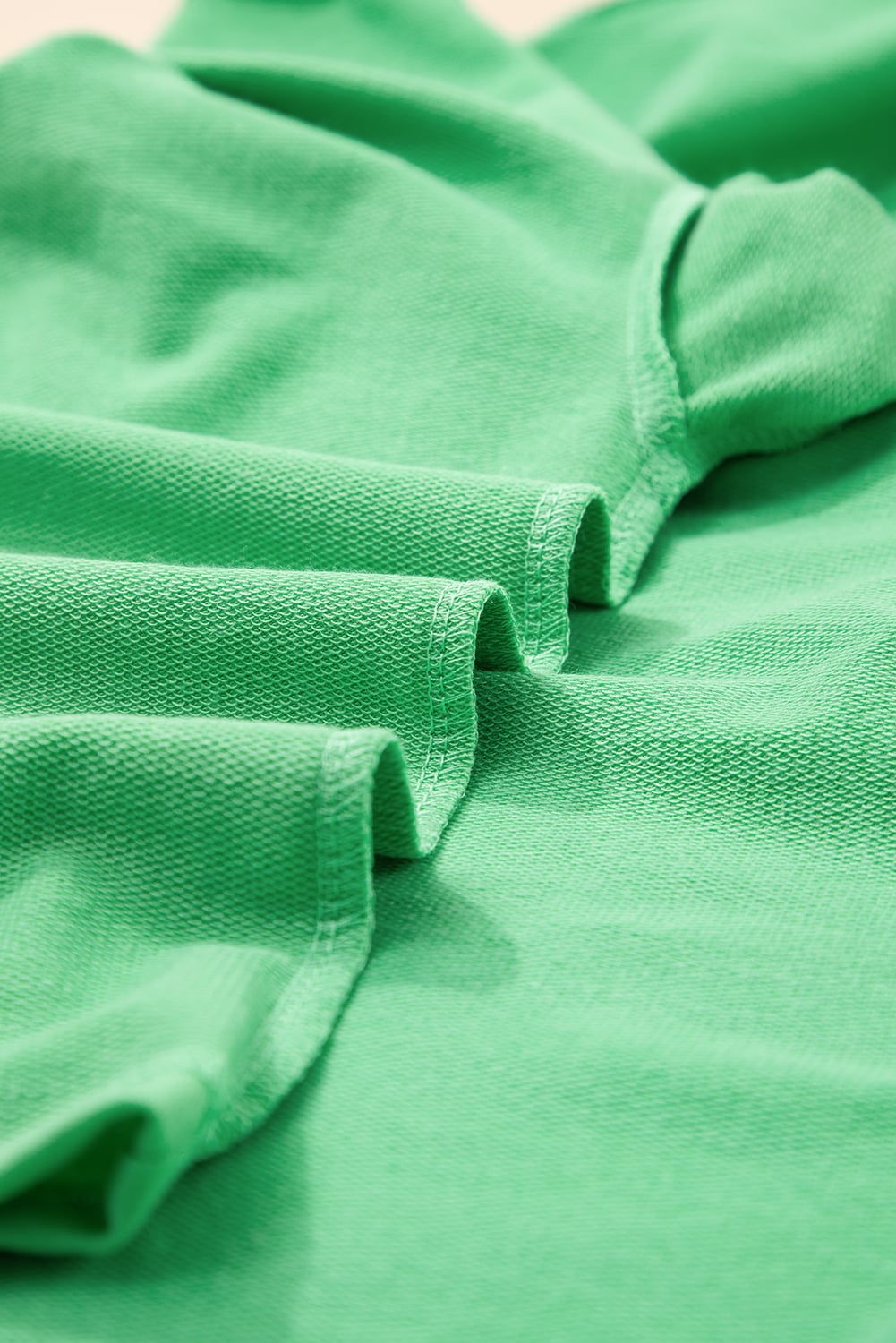 Mint Green V Neck Drop Shoulder Tee and Patchwork Drawstring Elastic Waistband Shorts Set