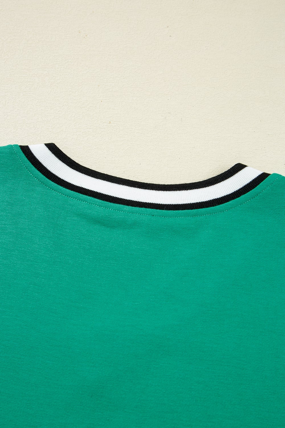 Mint Green Varsity Contrast Striped V Neck Long Sleeve T Shirt Dress with Pockets