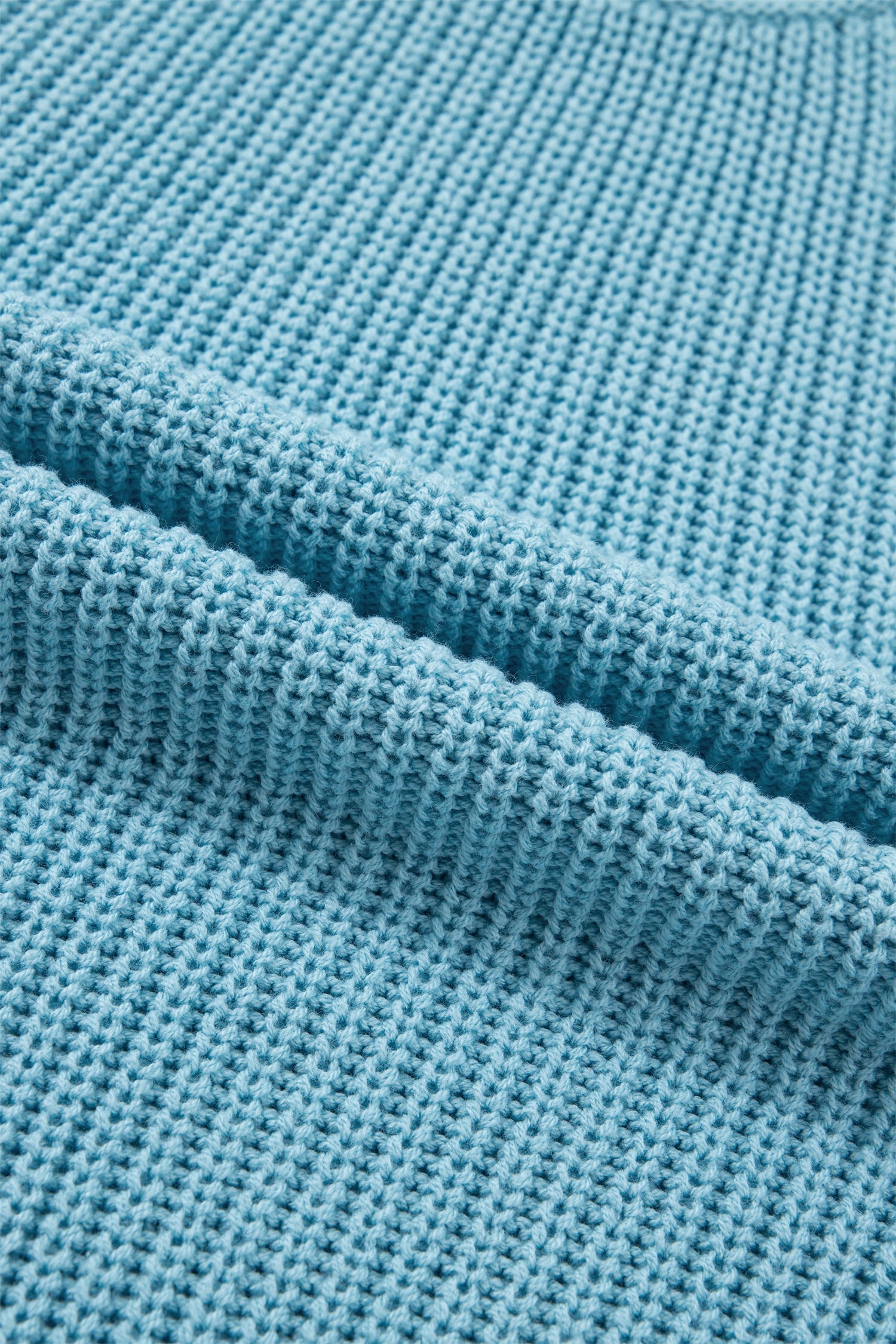 Mist Blue Exposed Seam Detail Half Sleeve Loose Sweater