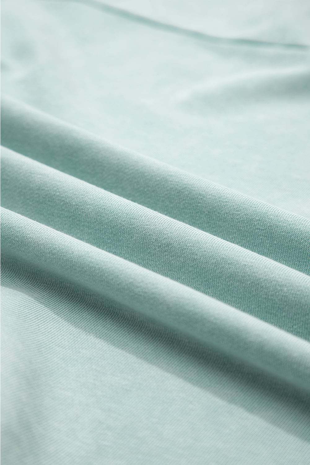 Mist Blue Mineral Wash Exposed Seam Buttoned V Neck Pullover Top
