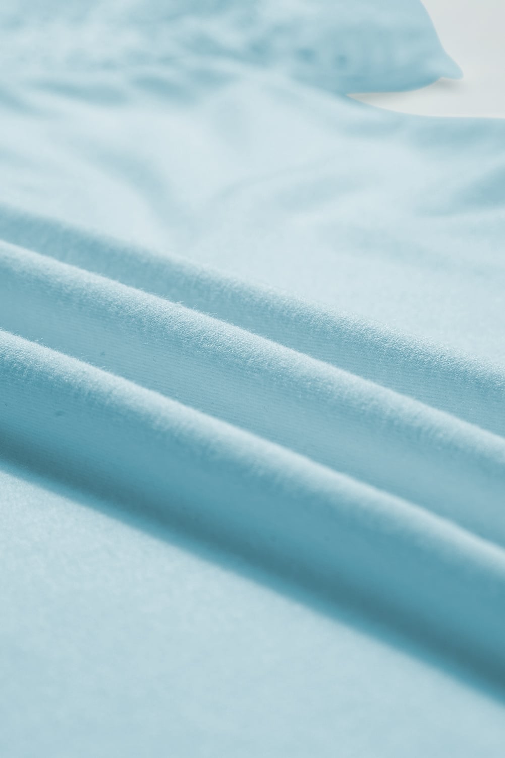 Mist Blue Seamed Detail Contrast Lace Raglan Sleeve Tee