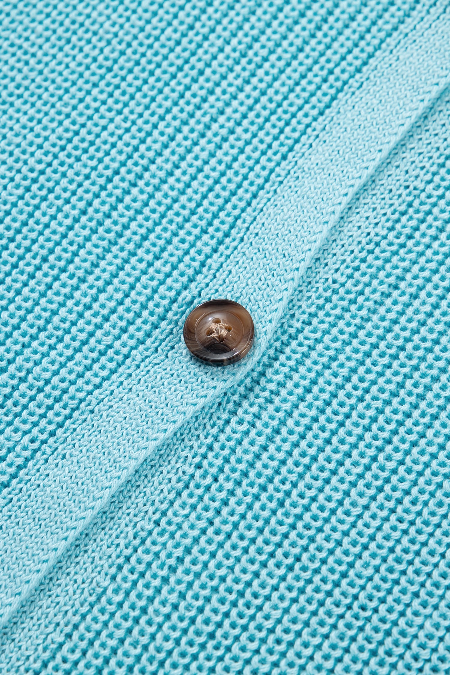 Mist Blue Solid Color Knit V Neck Button Front Sweater Vest