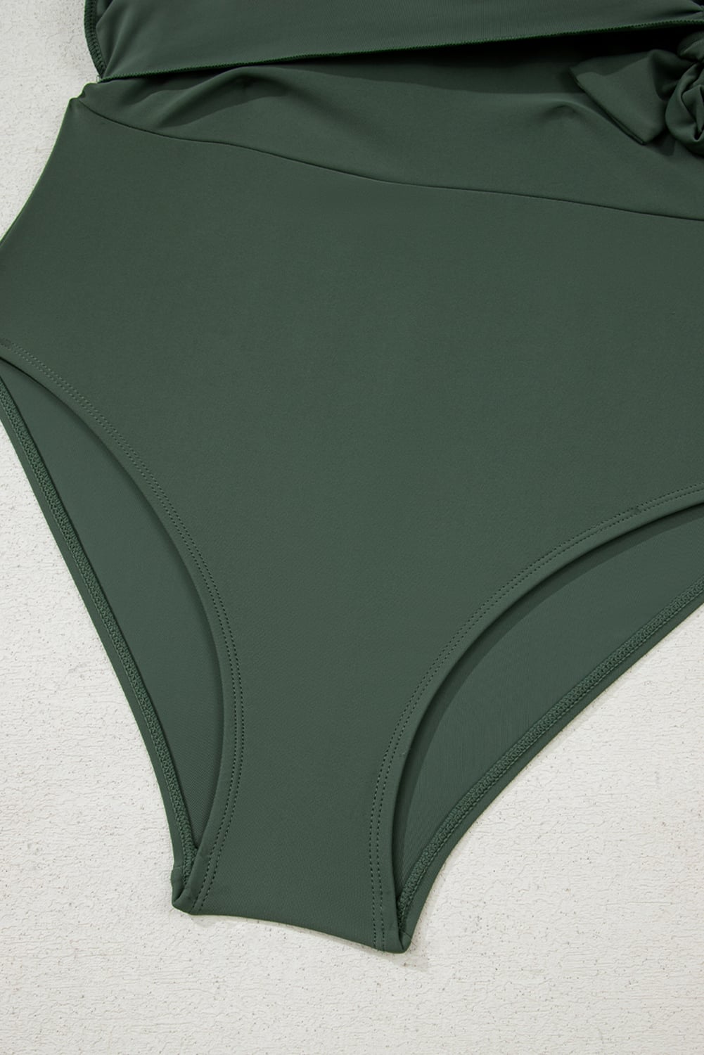 Mist Green Side Tied Waist Square Neck Adjustable Straps A-line One Piece Swim Dress