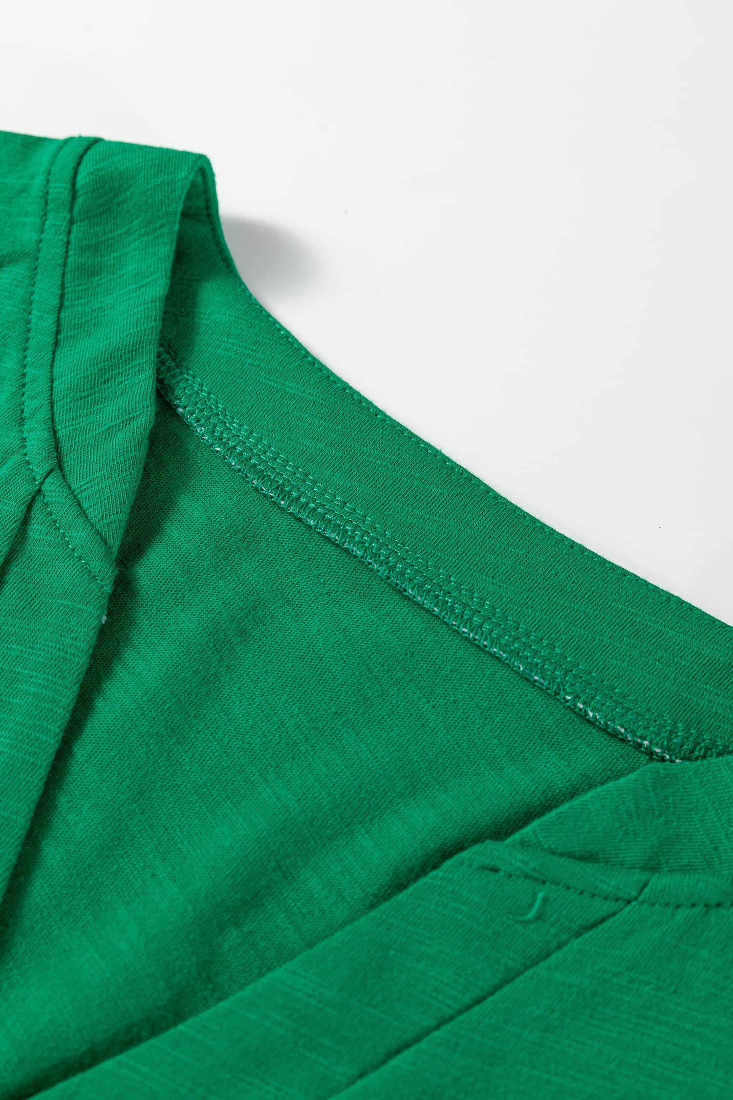 Mist Green Solid Color Button V Neck Long Sleeve Top