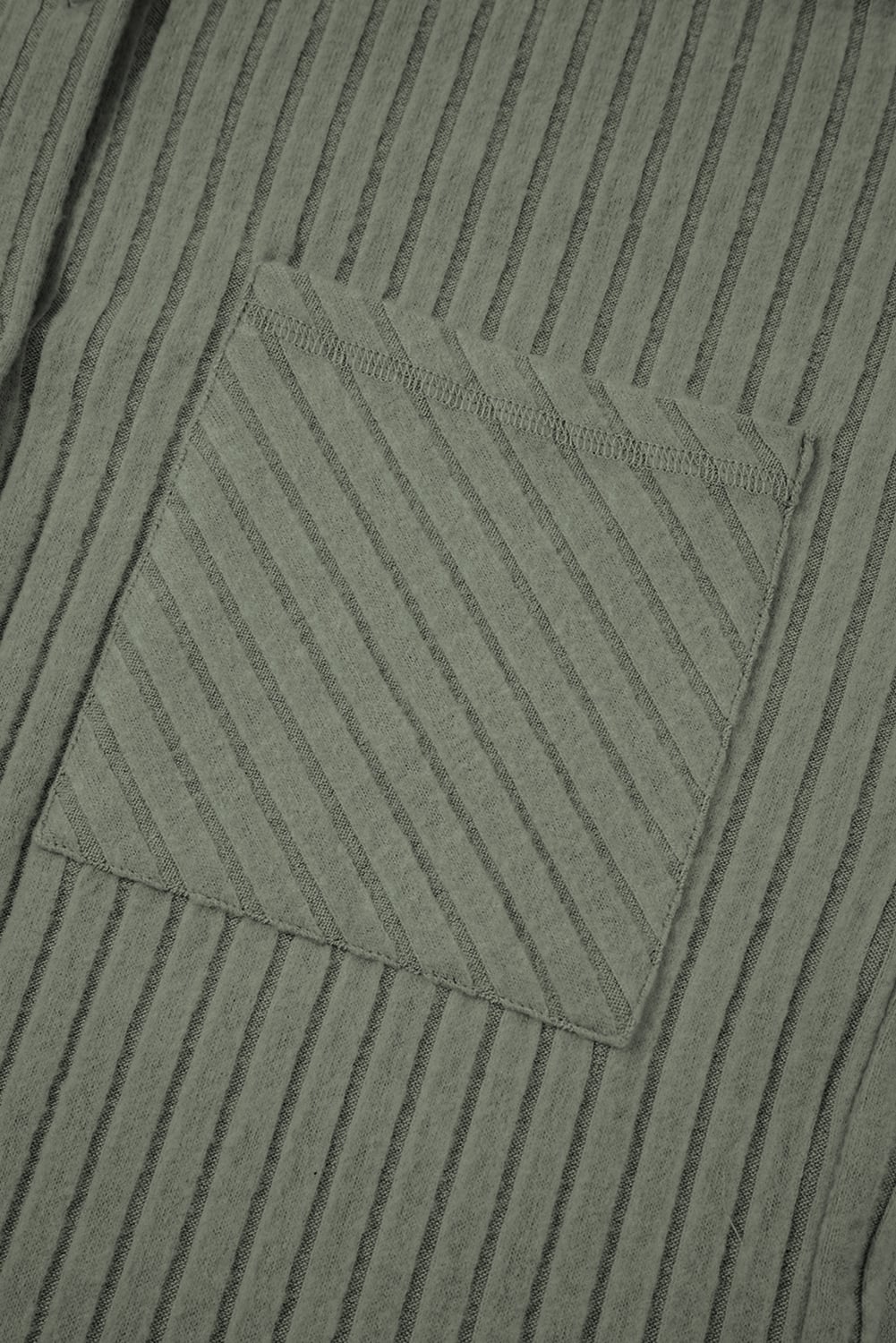 Mist Green Thermal Ribbed Texture Drop Shoulder Button Up Shacket