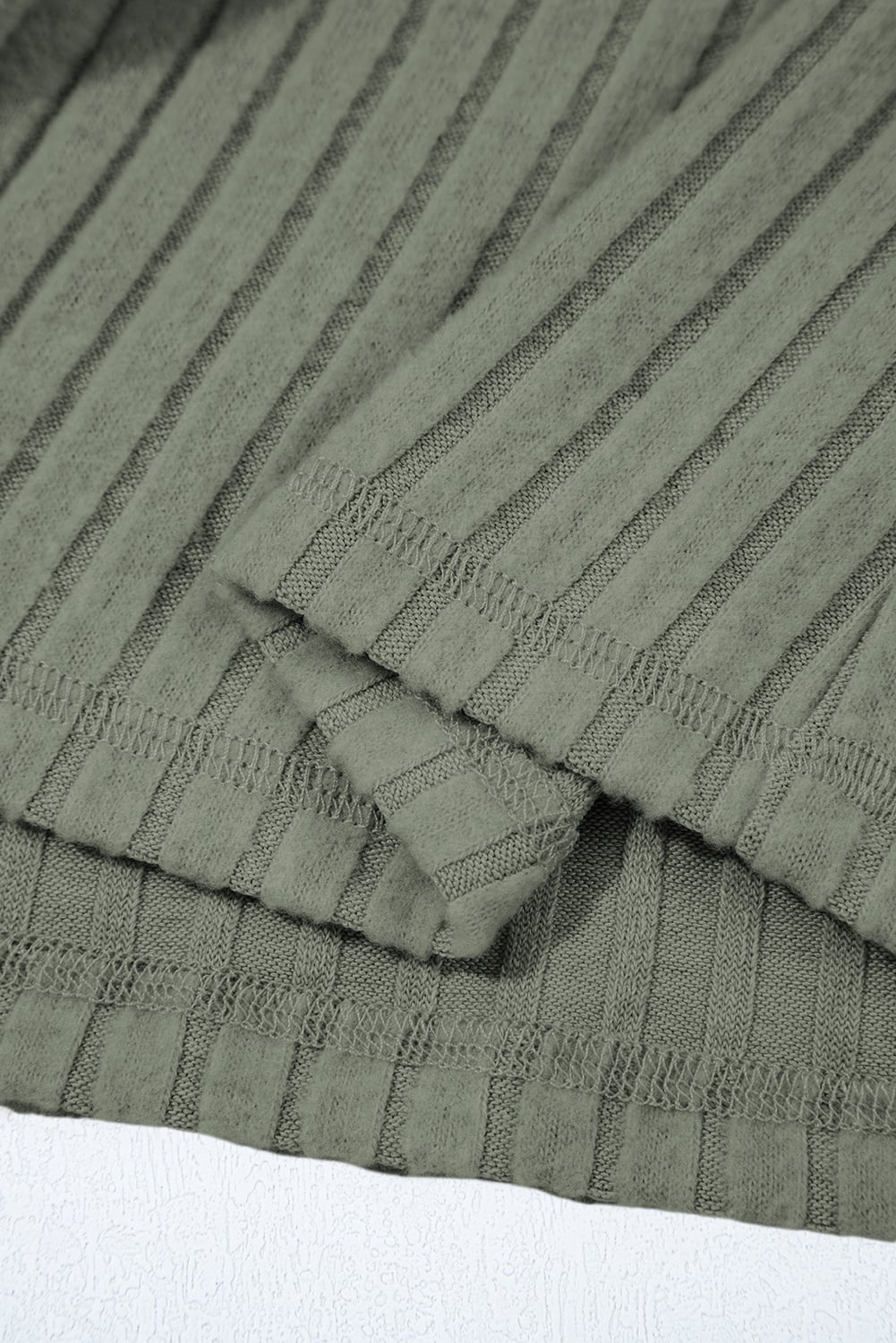 Mist Green Thermal Ribbed Texture Drop Shoulder Button Up Shacket