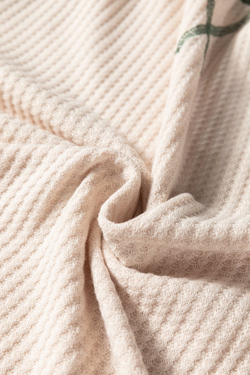 Mist Green Waffle Color Block Raglan Sleeve Top