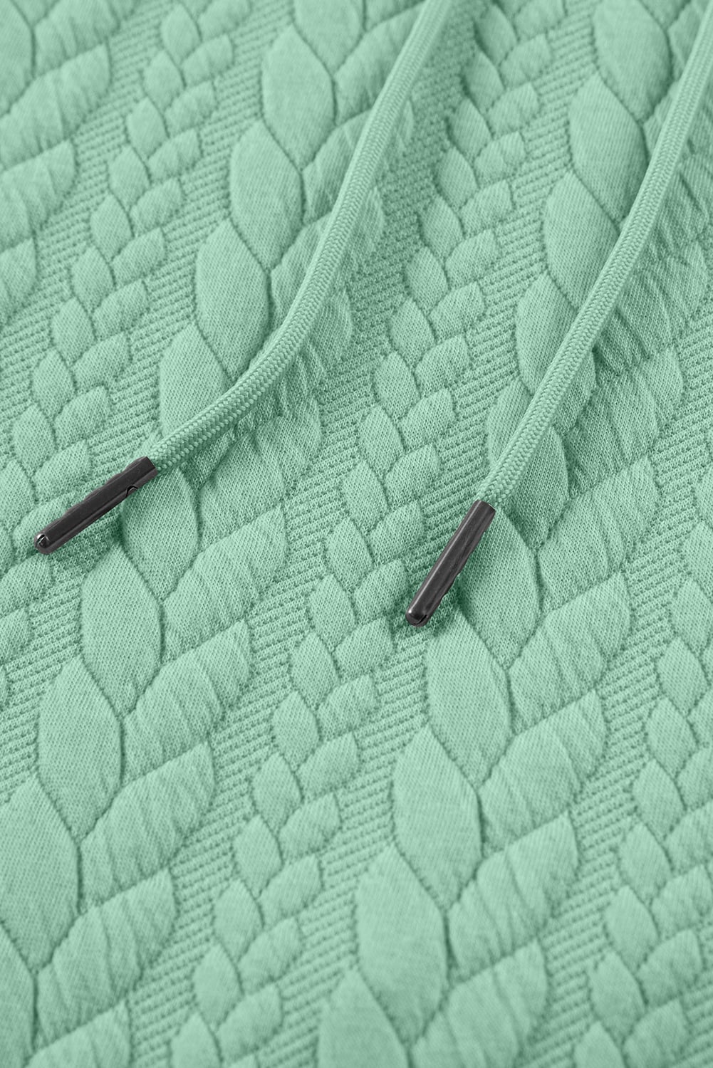 Moonlight Jade Cable Textured Baggy Solid Hoodie