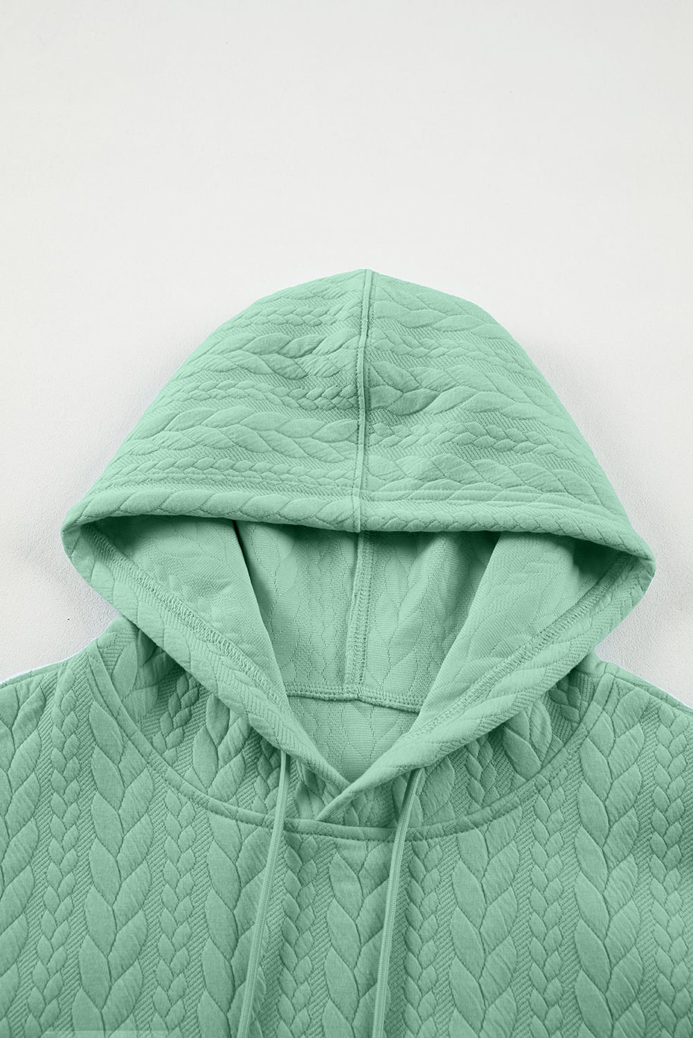 Moonlight Jade Cable Textured Baggy Solid Hoodie